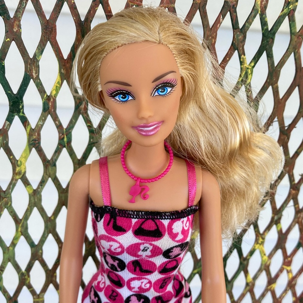 Blonde Barbie with Pink Camisole and Necklace